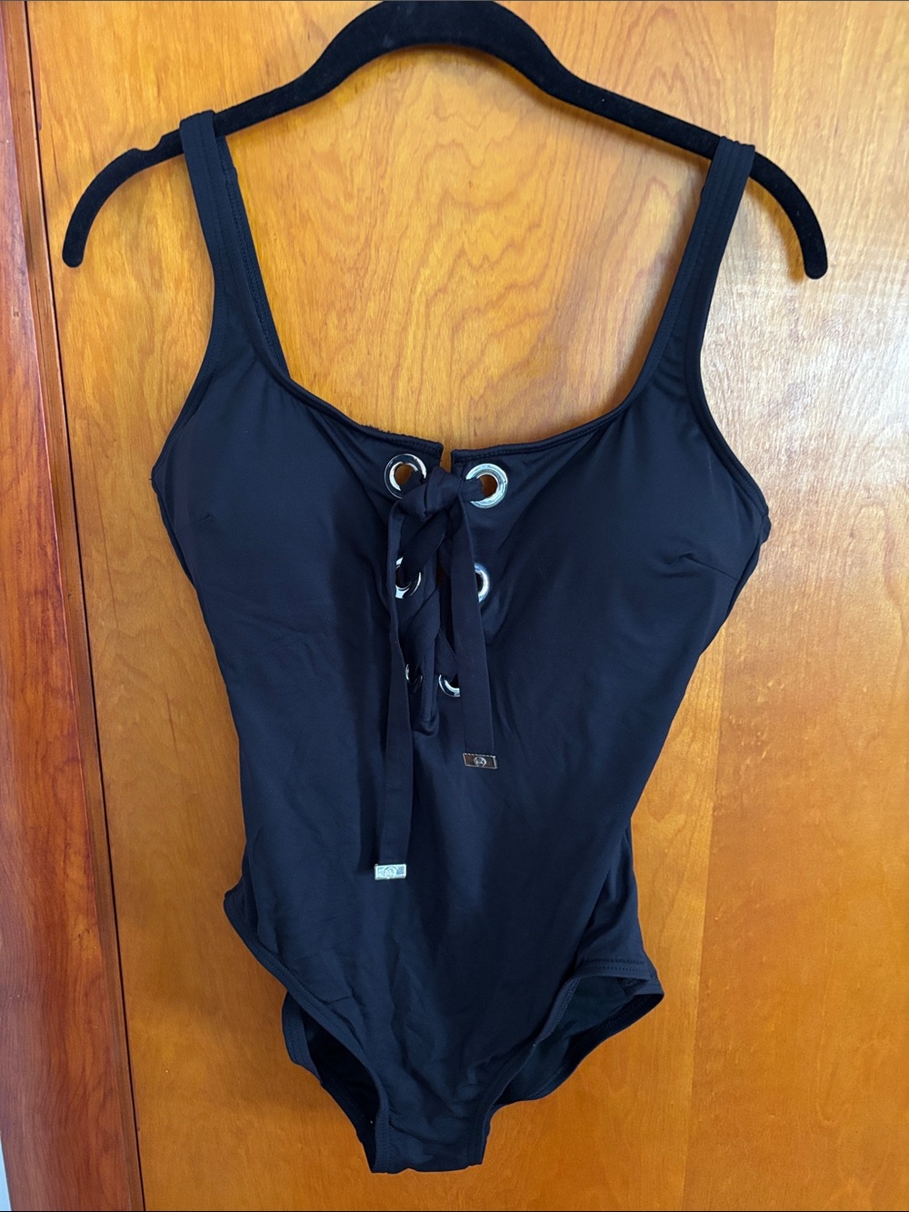 Michael Kors Black Lace-Up One-Piece Swimsuit